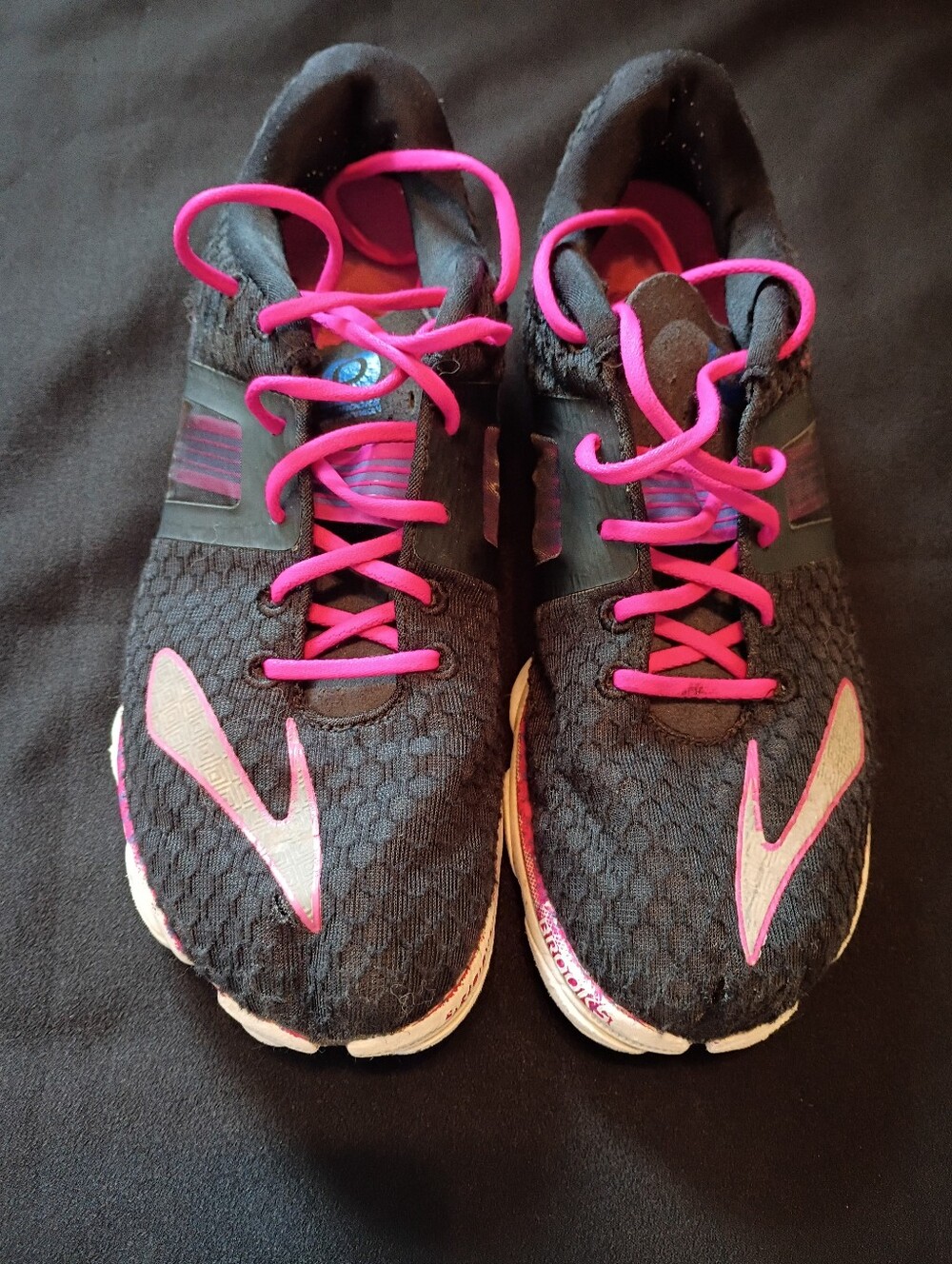 Brooks Running Shoes PureConnect 4 Women's 7.5 Black Pink Athletic Sneakers